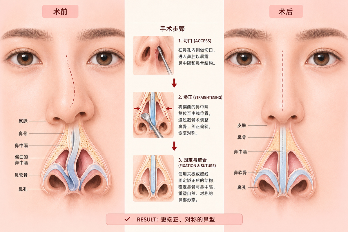 歪鼻矫正效果示意